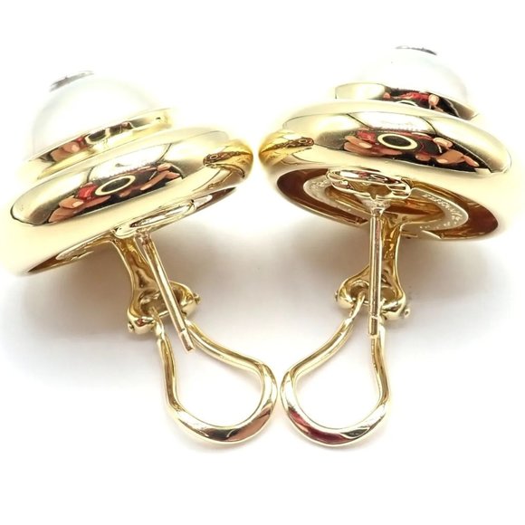 Authentic Tiffany & Co Picasso 18k Yellow Gold Diamond Mabe Pearl Earrings Paper - Picture 2 of 11